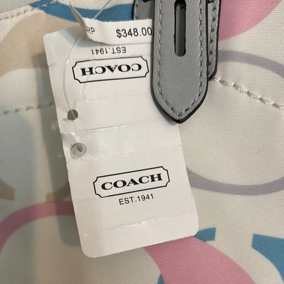 Coach Signature Tote in Pink, Blue, and Gray - Picture 2 of 5